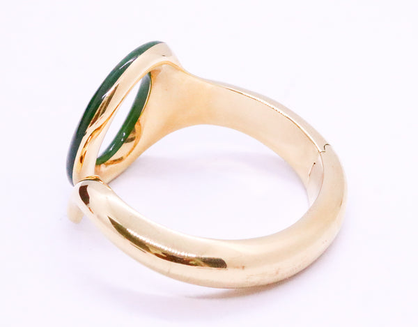 TIFFANY & CO ELSA PERETTI 18 KT YELLOW GOLD SEVILLANA CUFF BRACELET WITH GREEN JADE