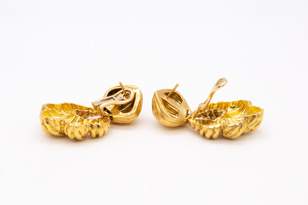 *Mid-Century 1960 large door knocker drop earrings in solid 18 kt textured yellow gold