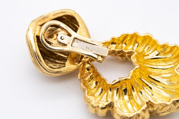 *Mid-Century 1960 large door knocker drop earrings in solid 18 kt textured yellow gold