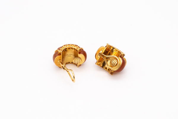 *Seaman Schepps 18 kt gold shrimp earrings with 42.80 Ctw carnelian & citrines