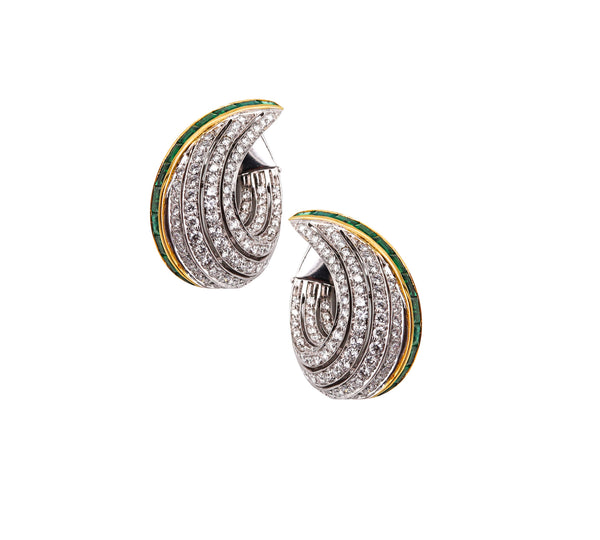Ambrosi Milano Hoop Earrings In 18kT Gold With 9.08 Ctw In Emeralds And Diamonds