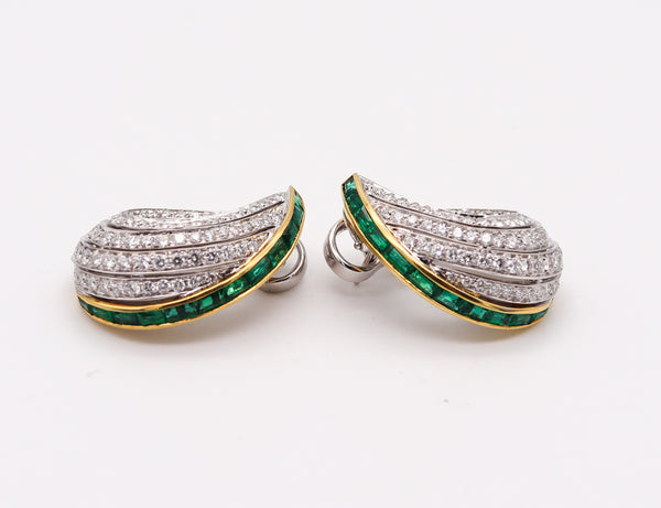 Ambrosi Milano Hoop Earrings In 18kT Gold With 9.08 Ctw In Emeralds And Diamonds