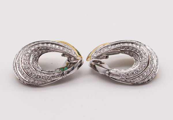 Ambrosi Milano Hoop Earrings In 18kT Gold With 9.08 Ctw In Emeralds And Diamonds