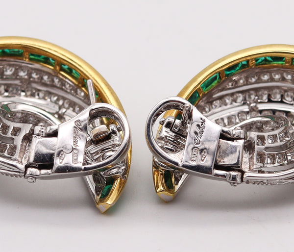 Ambrosi Milano Hoop Earrings In 18kT Gold With 9.08 Ctw In Emeralds And Diamonds
