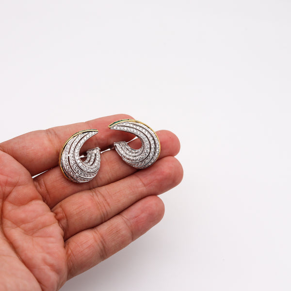 Ambrosi Milano Hoop Earrings In 18kT Gold With 9.08 Ctw In Emeralds And Diamonds