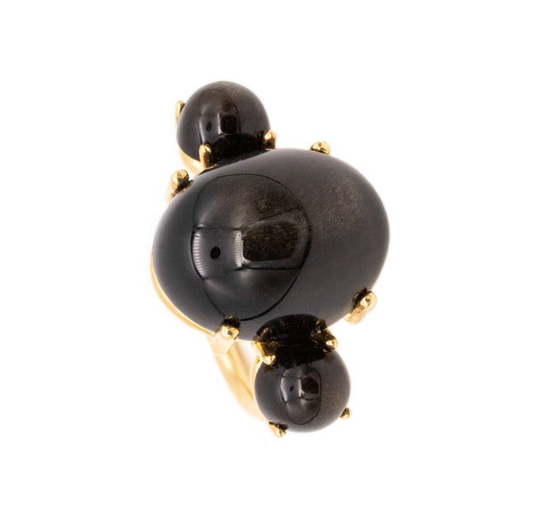 Paul Morelli 18Kt Yellow Gold Cocktail Ring With 26 Cts Of Natural Obsidian