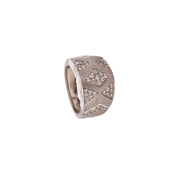 Andreoli Italy Band Ring In 18Kt White Gold With 1.34 Cts In VS Diamonds