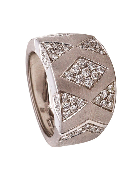 Andreoli Italy Band Ring In 18Kt White Gold With 1.34 Cts In VS Diamonds