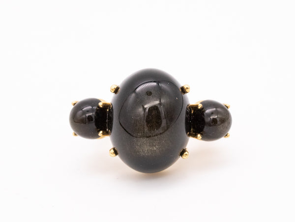 Paul Morelli 18Kt Yellow Gold Cocktail Ring With 26 Cts Of Natural Obsidian