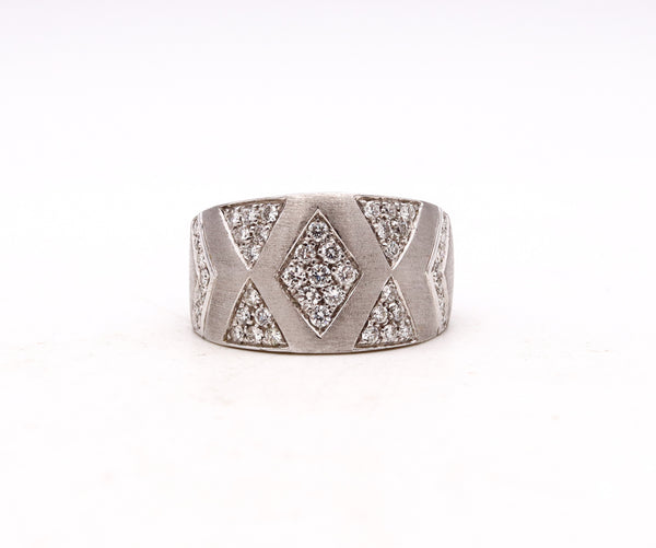 Andreoli Italy Band Ring In 18Kt White Gold With 1.34 Cts In VS Diamonds