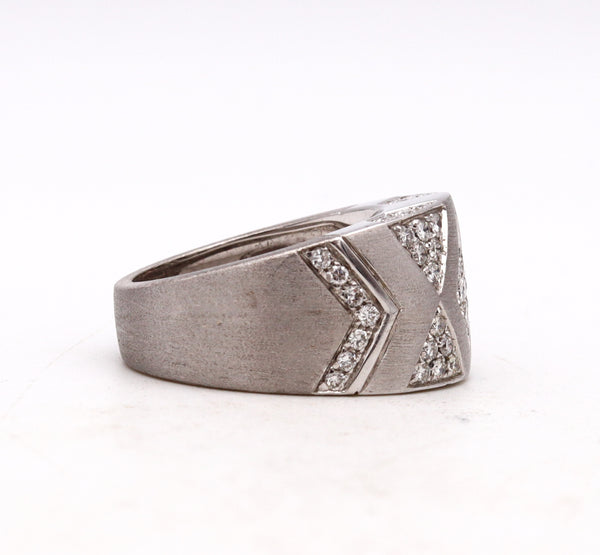 Andreoli Italy Band Ring In 18Kt White Gold With 1.34 Cts In VS Diamonds