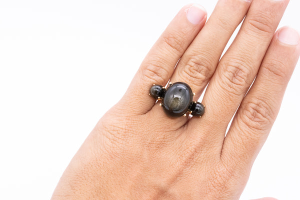Paul Morelli 18Kt Yellow Gold Cocktail Ring With 26 Cts Of Natural Obsidian