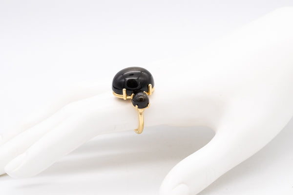 Paul Morelli 18Kt Yellow Gold Cocktail Ring With 26 Cts Of Natural Obsidian