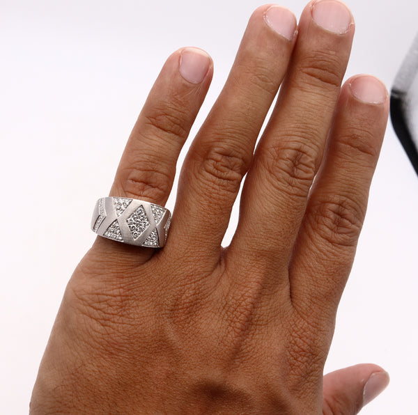 Andreoli Italy Band Ring In 18Kt White Gold With 1.34 Cts In VS Diamonds