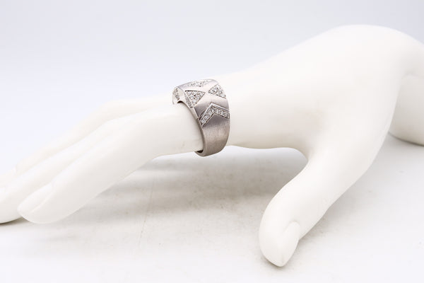 Andreoli Italy Band Ring In 18Kt White Gold With 1.34 Cts In VS Diamonds