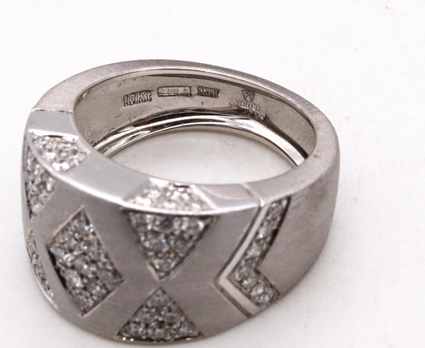 Andreoli Italy Band Ring In 18Kt White Gold With 1.34 Cts In VS Diamonds
