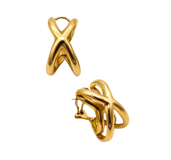 TIFFANY & CO. 1976-77 Donald Claflin Pair Of Crossover Earrings In 18Kt Yellow Gold