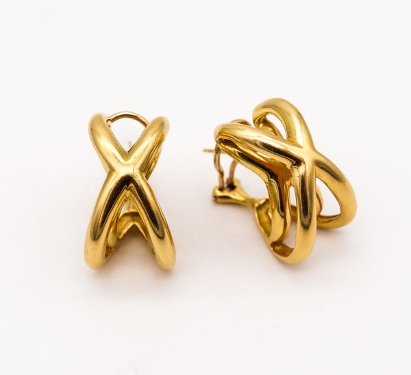 TIFFANY & CO. 1976-77 Donald Claflin Pair Of Crossover Earrings In 18Kt Yellow Gold