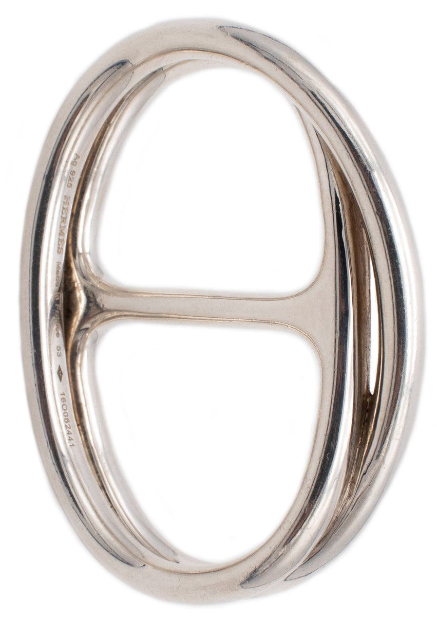 hermes paris chaine d'ancre punk double ring in sterling silver