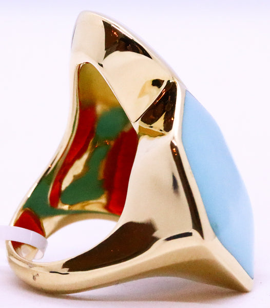 IPPOLITA 18 KT GOLD TURQUOISE, MOP & CARNELIAN MODERN CANDY RING