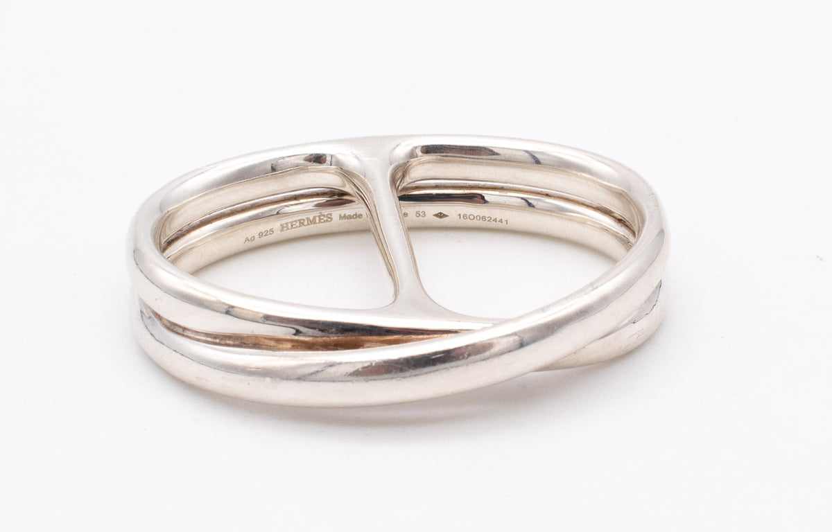 HERMES PARIS CHAINE D'ANCRE PUNK DOUBLE RING IN STERLING SILVER