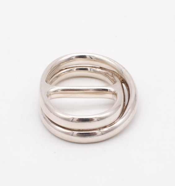 HERMES PARIS CHAINE D'ANCRE PUNK DOUBLE RING IN STERLING SILVER