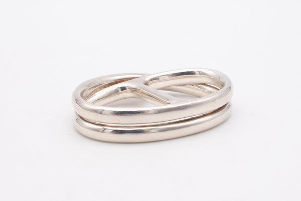 HERMES PARIS CHAINE D'ANCRE PUNK DOUBLE RING IN STERLING SILVER