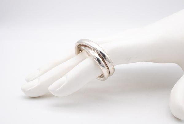 HERMES PARIS CHAINE D'ANCRE PUNK DOUBLE RING IN STERLING SILVER