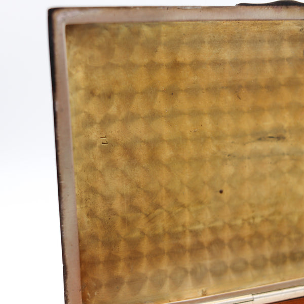 Charles Thomae 1925 Art Deco Box With Red And Black Lacquer In Sterling Silver