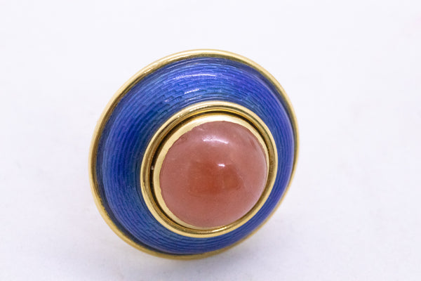 LEO DE VROOMEN 18 KT GOLD ENAMELED EARRINGS WITH 24.42 Ctw OF RHODOCROSITE