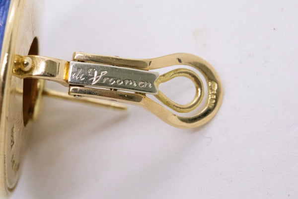 LEO DE VROOMEN 18 KT GOLD ENAMELED EARRINGS WITH 24.42 Ctw OF RHODOCROSITE