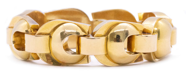FRENCH 18 KT YELLOW GOLD RETRO BRACELET WITH BAUBLES LINKS