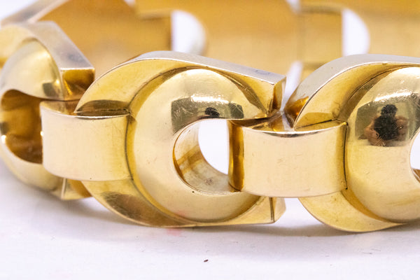 FRENCH 18 KT YELLOW GOLD RETRO BRACELET WITH BAUBLES LINKS
