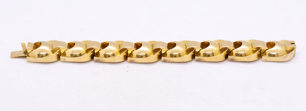 FRENCH 18 KT YELLOW GOLD RETRO BRACELET WITH BAUBLES LINKS