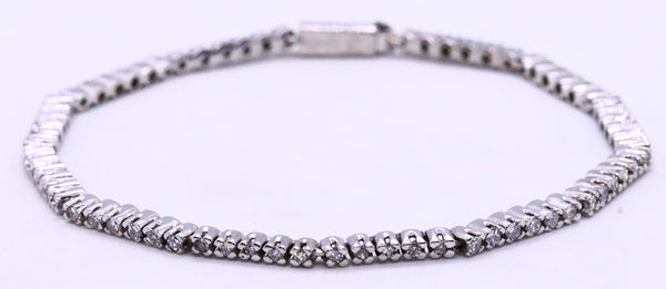 UNOAERRE 14 KT WHITE GOLD DIAMONDS TENNIS BRACELET