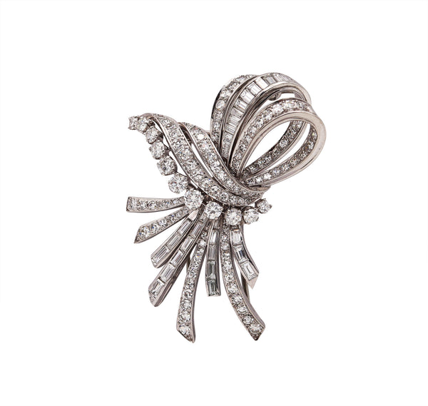 Gubelin 1950 Swiss Post War Brooch In Platinum With 6.42 Cts In VVS Diamonds