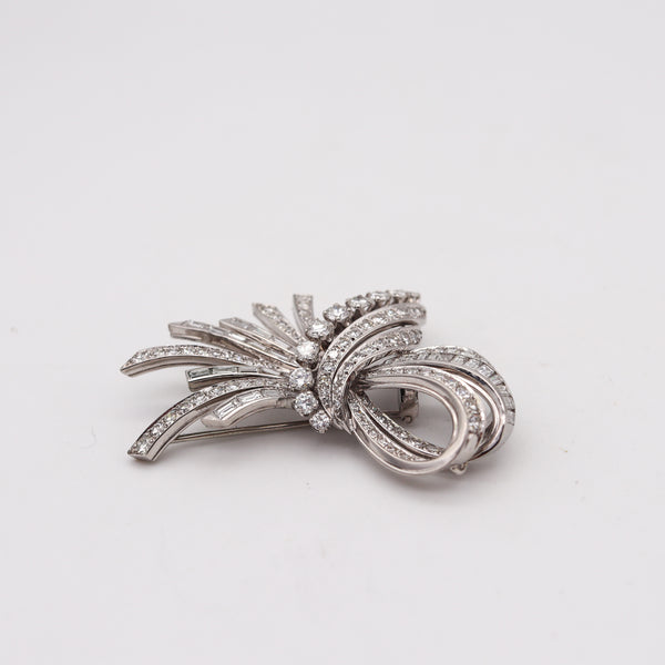 Gubelin 1950 Swiss Post War Brooch In Platinum With 6.42 Cts In VVS Diamonds