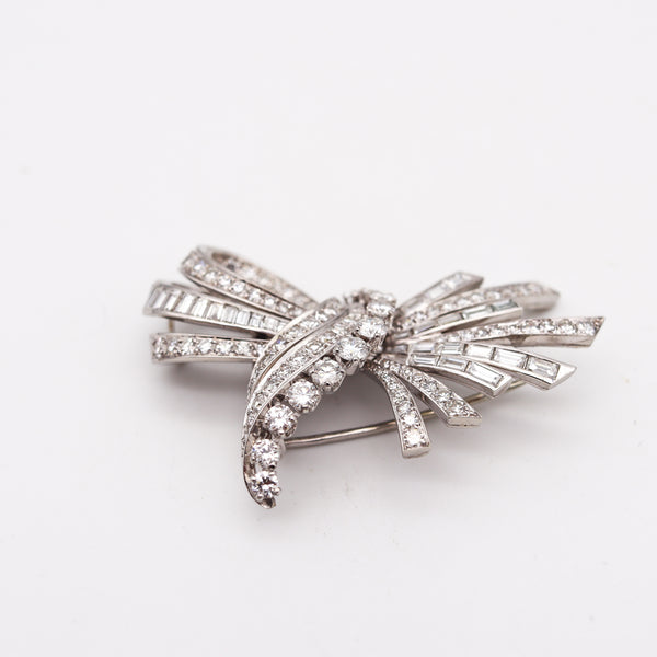 Gubelin 1950 Swiss Post War Brooch In Platinum With 6.42 Cts In VVS Diamonds