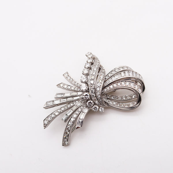 Gubelin 1950 Swiss Post War Brooch In Platinum With 6.42 Cts In VVS Diamonds