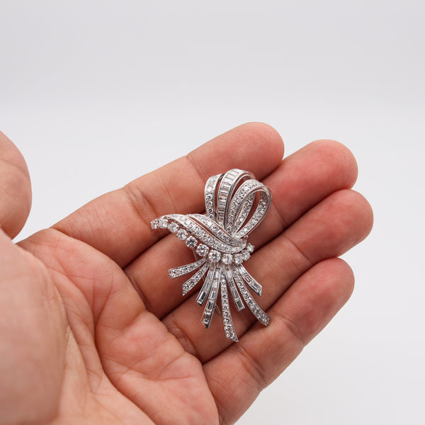 Gubelin 1950 Swiss Post War Brooch In Platinum With 6.42 Cts In VVS Diamonds