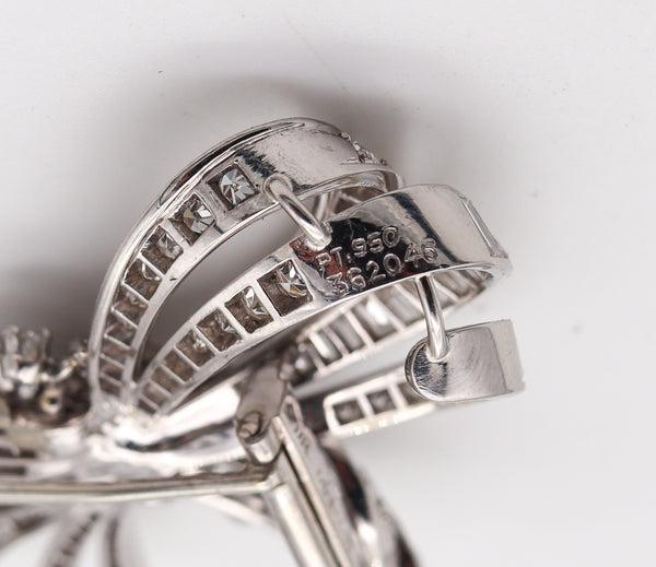 Gubelin 1950 Swiss Post War Brooch In Platinum With 6.42 Cts In VVS Diamonds