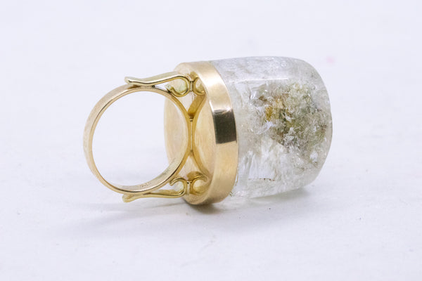 MODERNIST STUDIO DESIGN 18 KT RING WITH MASSIVE QUARTZ