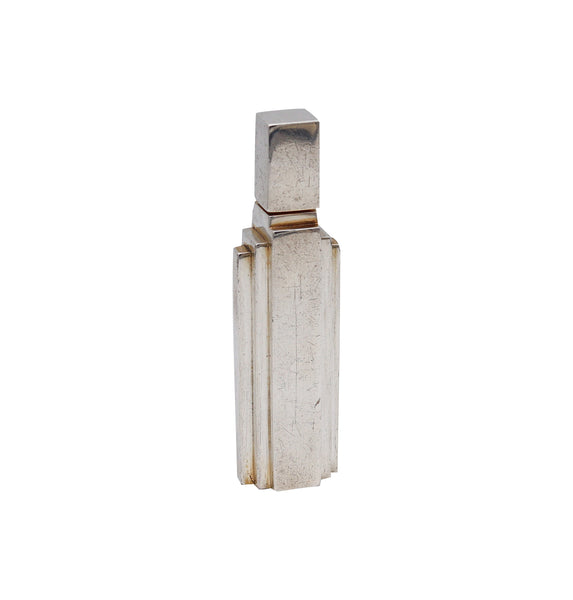 -Jean Louis Scherrer Art Deco Skyscraper Perfume Bottle In .925 Sterling Silver