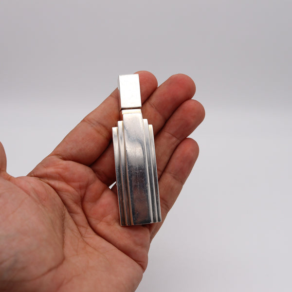 -Jean Louis Scherrer Art Deco Skyscraper Perfume Bottle In .925 Sterling Silver