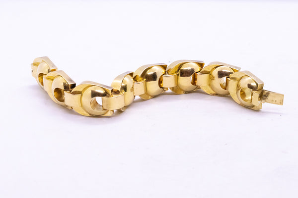 FRENCH 18 KT YELLOW GOLD RETRO BRACELET WITH BAUBLES LINKS