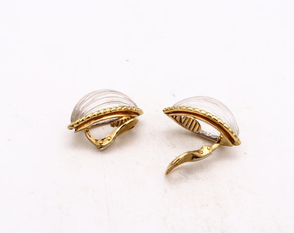 Arfan Paris 1970 By Andre Vassort Convertible Clip Earrings In 18Kt Yellow Gold With 54 Cts In Fluted Rock Quartz