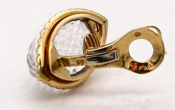 Arfan Paris 1970 By Andre Vassort Convertible Clip Earrings In 18Kt Yellow Gold With 54 Cts In Fluted Rock Quartz