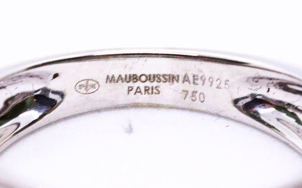 MAUBOUSSIN, PARIS. AQUAMARINE & DIAMONDS 18 KT GOLD RING