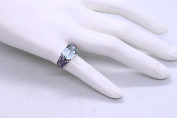MAUBOUSSIN, PARIS. AQUAMARINE & DIAMONDS 18 KT GOLD RING