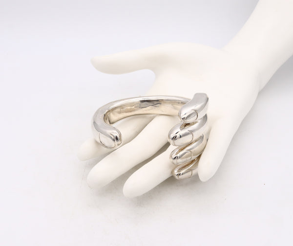 Bernard Delettrez 2012 Roma Massive Hand Shaped Cuff Bracelet In Solid Sterling Silver